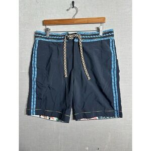 Robert Graham Men Classic Fit Swim Trunks Size 34 Black Drawstring Pockets Lined